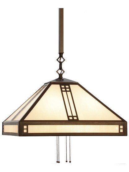 Prairie Large Down-Light Pendant in Bronze Finish with White Opalescent.